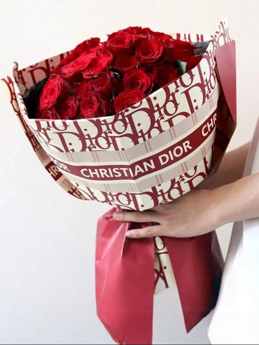 Burgundy & Cream Luxury Christian Dior Print Gift Wrapping Paper